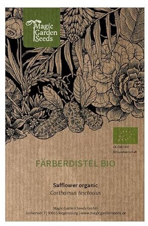 Färberdistel (Carthamus tinctorius) Bio - ca. 25 Samen der einjährigen Wildblume, Färberpflanze, Heilpflanze, Bienenweide