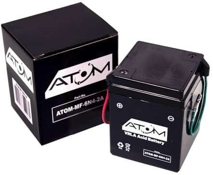 6N4-2A - Atom AGM Motorcycle Battery Factory Sealed 6V 4Ah 35CCA