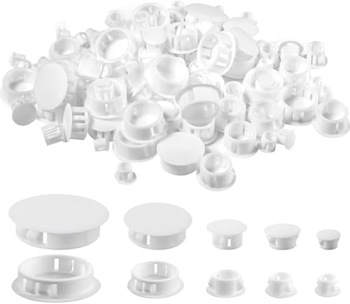 160 stycken plastkapsyler, möbelskruvlock för hål, plastkåpor för möbler, 8 kapslar, storlek 6 mm/8 mm/10 mm/12 mm/16 mm/20 mm/22 Mm/25 Mm.(Vit)