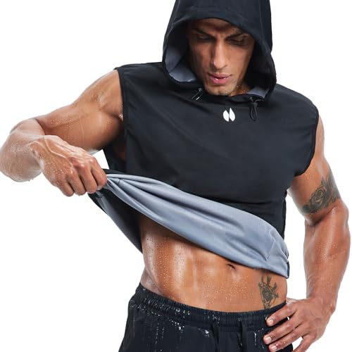 HOTSUIT Bastuskjorta för män anti-rip mäns värmefångande pullover väst huvtröjor linne för boxning övning