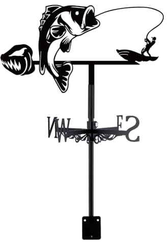 SUPERDANT Wetterhahn Zum Angeln Windrichtungsanzeiger Wetterfahne Messgerät Dachwetterfahne Wetterfahnen Für Den Außenbereich Garten Bauernhof Hinterhof Pavillon Scheune Kunstdekoration Schwarz