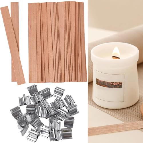 25PCS Wood Wicks for Making Candles Kit,5 Trimable Natural Wooden Candle Wick,Natural Smokeless Wood Candle Wicks,For bedroom, Candle Making Craft Handmade DIY Scented Candle