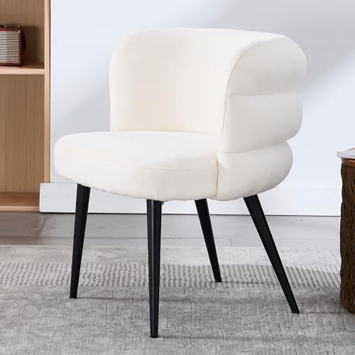 Ya-Home Poltrona Imbottita Sedia da Salotto Poltroncina in Tessuto Poltrone Salotti Moderni con Gambe in Metallo Sedie Imbottita per Camera da Letto/Soggiorno, Beige