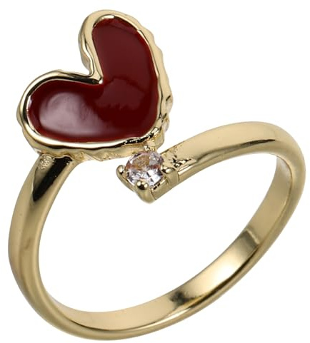 Rund öppen ring hjärtform Dainty Knuckle Ring för flickor Stapble Women's Ring för vänskapslöfte