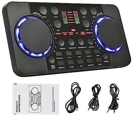 SHEHUALI Kit Carte Son, V300 Pro Carte Son en Direct Streaming 10 Effets sonores 4.0 mélangeur d'interface Audio for DJ Musique Studio Enregistrement karaoké