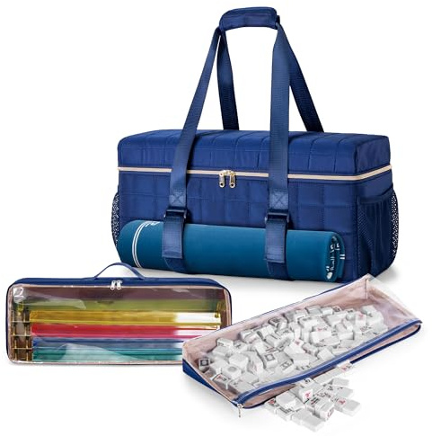Teamoy 3 Pcs Bolsa de Mahjong, Azul Oscuro (Solo Bolsa)