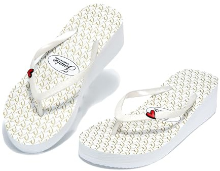 CLEIKS Infradito Donna con Zeppa 5cm Tomaia in PVC Resistente Sandali per Docce e Tempo Libero (Bianco, 40EU, WWC260068)