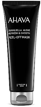 AHAVA Dunaliella Algae Refresh & Smooth Peel-off Mask - Black refreshing peel-off mask to revive the skin, lift away fatigue, helps against blackheads & clogged pores, with Osmoter, 4.2 Fl.Oz