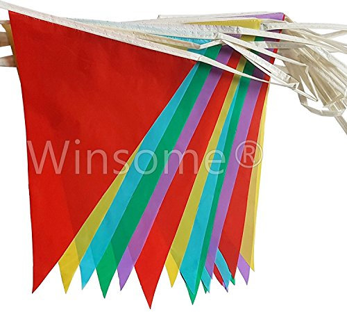 Multi Coloured Buntings Banner - 10 Meter (33 Feet) Long 20 Flags Double Sided Pennant Indoor & Outdoor, Birthday Party Decoration | Waterproof PVC Plastic Material