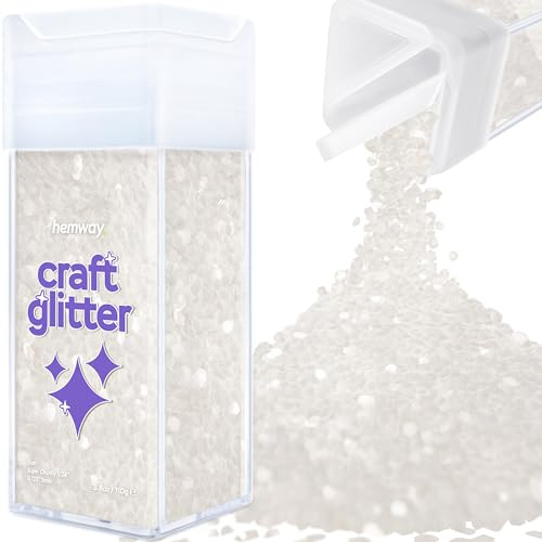 Hemway Craft Glitter Shaker White Iridescent 110g Super Chunky | for Resin & Epoxy Crafts, Christmas Art Supplies, Nail, Body, Face, Eye, Festival, Crafting, Slime, Sparkle