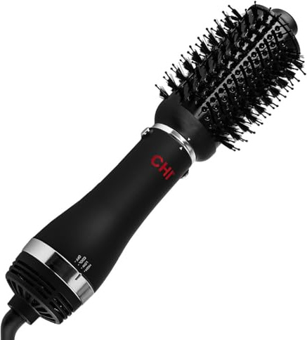 CHI Volumizer 4‑in‑1 Blowout Brush Hair Dryer, Multi‑Attachment Ceramic Ionic Styling Tool for Smooth, Silky, Voluminous Hair, Brush + Dryer Combos for Frizz Control & Shine, 1000W, Black