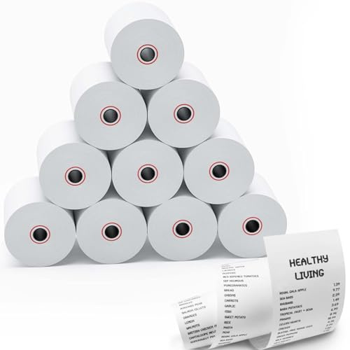 MBLABEL Thermal Receipt Paper Rolls, 3-1/8 x 230ft Thermal Paper, POS Cash Register Paper Rolls (10 Rolls)