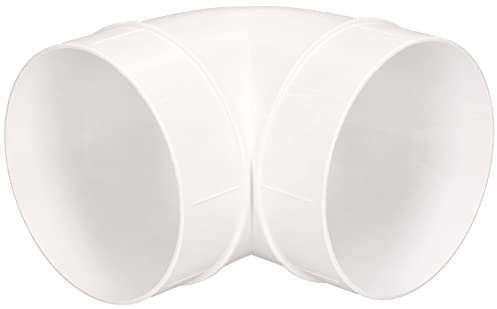 KOTARBAU® Codo de tubería de conducto de 90 grados, Ø 125 mm, Conector de PVC para Sistema de Ventilación, Tubo de plástico, Conector de curva, Conducto de Ventilación, Codo redondo, Blanco