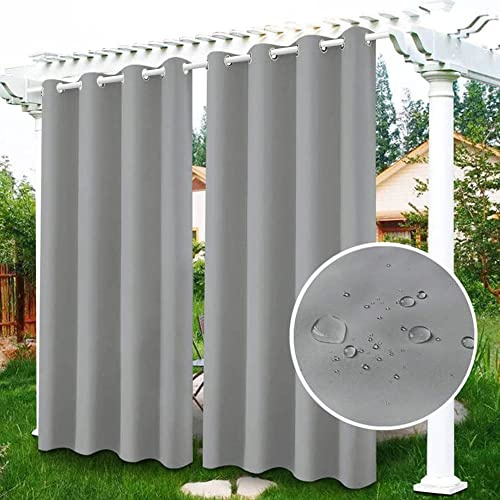 Famibay Vorhänge Outdoor Wasserdicht Outdoor Vorhang Wetterfest mit Ösen Verdunklungsvorhänge Blikdicht Outdoorvorhänge Sichtschutz Sonnenschutz Vorhang für Balkon Terrasse Pavillon Garten