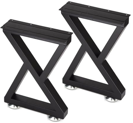 Taelakeni 16 Inch Metal Bench Coffee Table Legs, Set of 2, Black
