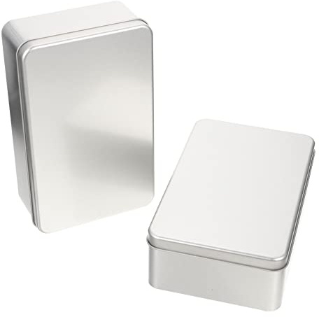 HEMOTON 2 Pezzi in Scatola di Stagno Rettangolare Scatola in Metallo con Coperchi Contenitori per Scatole di Vuota per Biscotti in Metallo Imballaggio Organizzatore di Archiviazione