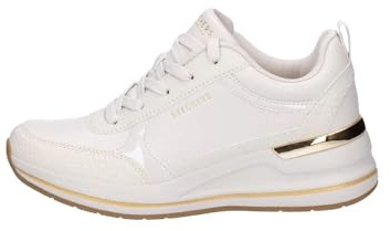 Skechers Fine Shine, Billion 2 Medios con Cordones Mujer, Off White Duraleather/Patent Trim, 41 EU