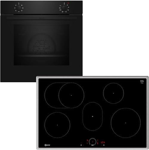 NEFF BX38IB N30 Cuisinière encastrable avec plaques de cuisson intégrées 60 cm de large, CircoTherm, chauffage rapide, Twist Touch, Home Connect, noir