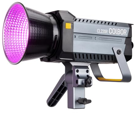COLBOR CL220R RGB Luz de Vídeo con Control,LED 220W 2700K-5600K COB Iluminación Continua M/G Balance de Estudio CRI97+ con Montura Bowens App Control 13 Efectos de luz