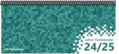 Lehrer - Tischkalender 2024/25: XXL-Tischkalender, Bunt-Kalender Pixel türkis 14,5 x 32,5 cm