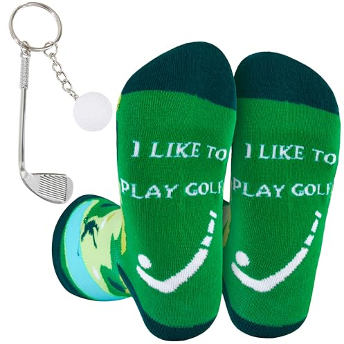Get Trend Chaussettes Homme Lot et Porte Clés, Chaussettes Homme Sport Motifs Originales, Idée Cadeau Fun et Pratique (41/46 EU, Vert Golf)