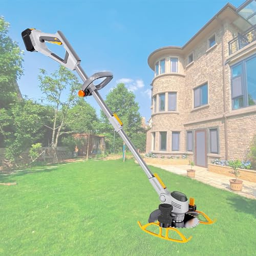 Kindevieft Weed Wacker Battery Operated, Cordless Grass Trimmer, Lawn Mower, Portable Electric Lawn Trimmer for Garden Yard Weeding Work, Fast Charger and 3 Types Cutting Blade