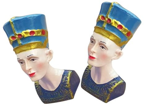 RORPOIR 2stücke Ägyptische Königin Büste Figurine Aus Resin Antike Statue Für Tischdekoration Feine Handwerkskunst Elegantes Wohnaccessoire Für Sammler Und Dekorationsliebhaber