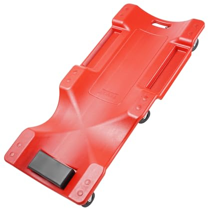 VEVOR Chariot de Visite 91,5 cm, Chariot de Mécanicien Charge 158,8 kg, en Plastique Moulé en PEHD, avec Appui-Tête Rembourré, 2 Plateaux à Outils et 6 Roues, pour Garage, Atelier, Réparation Auto