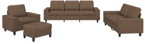 vidaXL Soffgrupp 4 delar brun tyg, soffgrupp, vardagsrumssoffa, tygsoffa, soffgrupper, vardagsrumssoffor, tygsoffor, soffa med fotpall