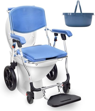 Sedia da doccia per anziani e disabili Sedia a rotelle Sedia da toilette mobile Comodino Commode Doccia Sedia a rotelle Commode Leggeri Sedie WC con braccio