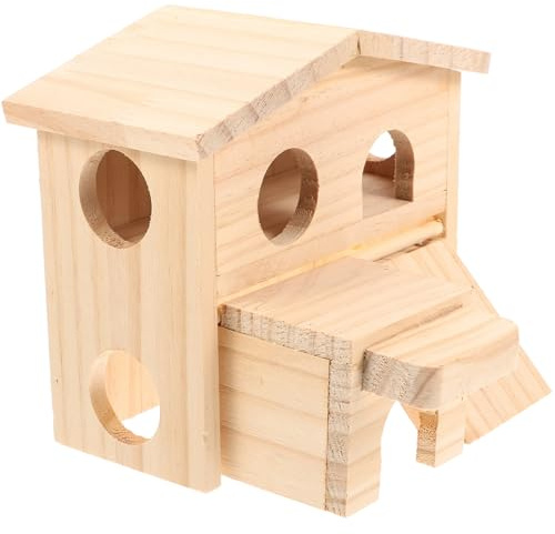 Toyvian Casa De Madera para Hámster Castillo De Varios Pisos para Ratas Nido De Madera para Mascotas Suministros para Jaulas De Chinchilla Juguete para Ratas
