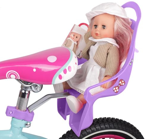 Yhsioaklo Siège de vélo pour poupée - Chaise en peluche | Accessoire pour vélo pour enfants avec autocollants | S'adapte aux animaux et aux jouets pour des promenades en plein air, plaisir Dur