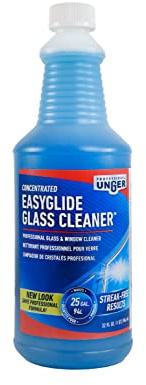 Unger Professional Streak-Free EasyGlide Glass Cleaner Concentrate, 32 oz – Ammonia-Free, Makes 25 Gallons of Solution , Safe for Tinted Windows, LOW-E Glass, Windshields & Mirrors