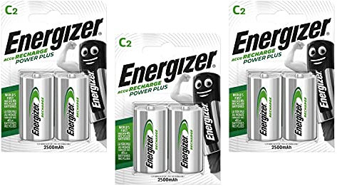 ENERGIZER Lot de 3 Blisters de 2 Accus Piles Rechargeables HR14 Power Plus C 2500mah