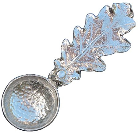 Kiwi Cuillère à Sucre Feuille de Chêne, Fait Main en Etain Fin - Fabrication Française