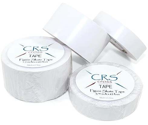 CRS Cross Figure Skate Tape - Longer 65 Foot roll to Protect Leather Figure Skating Boots Without Polish and Keep Laces tightened. Skate Tape Figure Skates - Gloss White - 1.5