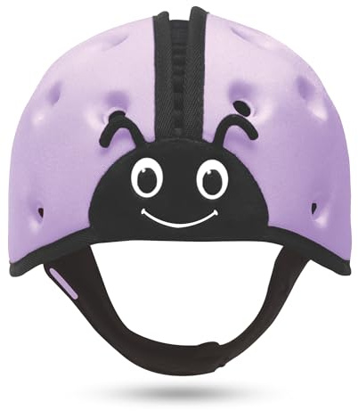 SafeheadBABY Weicher Baby-Kopfschutzhelm für Krabbeln und Laufen 7–24 Monate, Ultraleicht & Atmungsaktiv, Sicherheitshelm für Babys, Mitwachsend (Kopfumfang 40–52 cm) Marienkäfer Lila