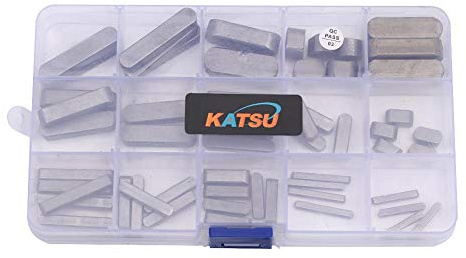 KATSU Mortor Shaft Keys Set 60PCs 3mm-12mm Round Ended Feather Key Motor Gear Parallel Drive Shaft Flywheel Pulley Fasteners Assortment Kit for Mechanical Industry 99036591