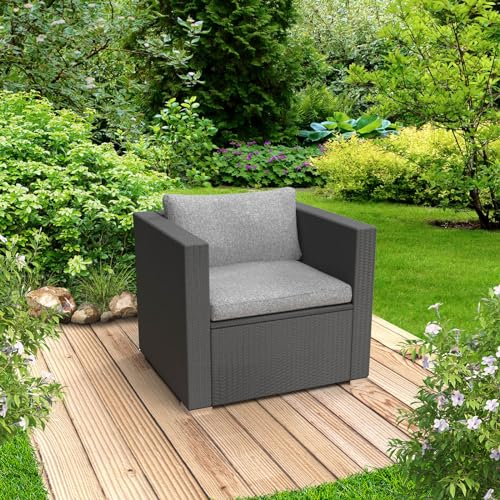 BRAST® XXL Gartenmöbel Lounge Set Alu | 4-12 Personen viele Modelle & Farben | inkl. extra Dicke Kissen | TÜV geprüft | Outdoor Loungemöbel Sitzgruppe Essgruppe Garnitur | Einzelsessel Schwarz