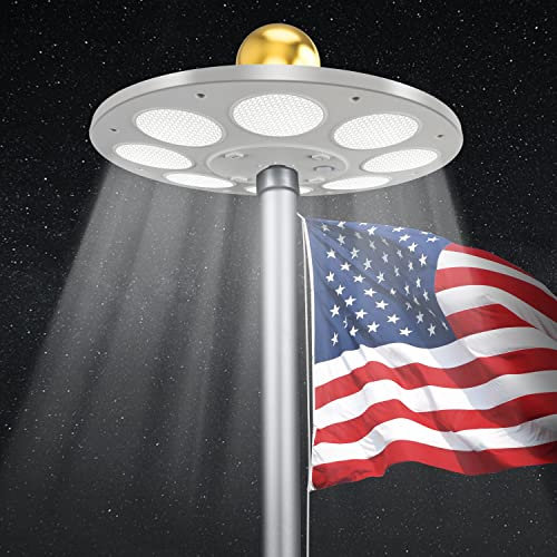 PPQ Solar Flagpole LED Light,New 136 LED Long Lifespan Flag Pole Light for 15-25 Ft Poles,Solar Powered Waterproof Lighting on Outdoor Pole Top,10 Hour Dusk to Dawn Auto On/Off