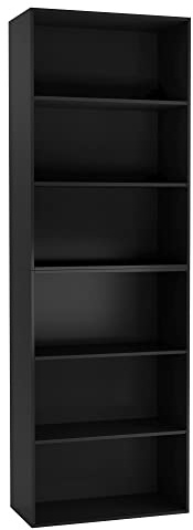 URBNLIVING Wide 6 Tier Wooden Shelf Display Bookcase (Black)