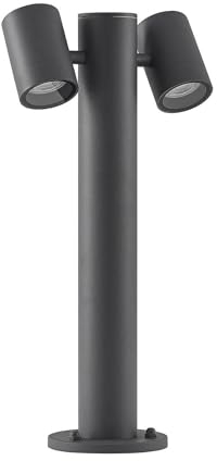 Lucande Utomhuslampa 'Maloney' (modern) i Svart av aluminium/grå zink (2 lamor, GU10) - Väglampa, pollare, vägbelysning, sockellampa