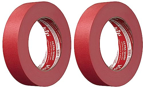 kip Tape 3301 Ultra Sharp Abklebeband – Professionelles Malerkreppband für ultra scharfe Kanten beim Streichen & Lackieren – 24mm x 50m, rot, 24 mm x 50 m (Packung mit 2)