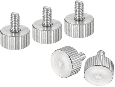 sourcing map M4x8mm Knurled Thumb Screws, 5pcs 304 Stainless Steel Flat Knurled Head Fully Threaded Thumb Screws Bolts Grip Knobs Fasteners