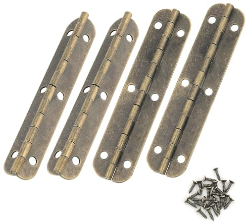 ITROLLE 4PCS 180 Degree Long Bronze Plated Piano Hinges Wooden Box Small Hinge Wooden Box Connect Mount Hinges with Screws
