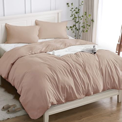 Cotopuro Copripiumino Matrimoniale 100% Cotone 240x220 (2 Federe 50x80), Set Copripiumino in Premium Cotone 150GSM OEKO-TEX, Morbida, Traspirante, Ipoallergenica - Rosa
