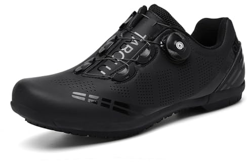Hixingo Scarpe da Ciclismo per Uomini da Strada Donne Scarpe da Bici da Strada e Montagna, Gomma Suola Scarpe da Bicicletta senza Blocco 36-47 EU, Nero , 45 EU