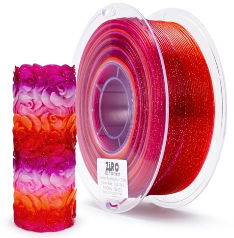 ZIRO Multicolore PLA Filament pour Imprimante 3D 1.75mm, Filament 3D Multicolore Translucide, Convient à la plupart des imprimantes 3D, Bobine de 1KG, Fleur Série-Rose