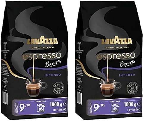 Lavazza, Espresso Barista Intenso, Café en Grano Natural Tostado, Ideal para Máquina de Café Espresso o Superautomática, con Notas Aromáticas de Cacao y Madera, Intensidad 9/10, Tueste Medio, 1 kg