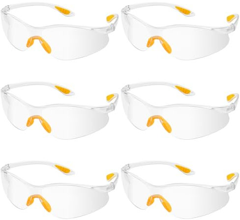 MeoZynxadril 6 Piecès Lunettes de Protection, Lunette de Protection Transparentes, Lunette Protection Travail, Lunettes Résistantes aux Rayures, pour Construction, Bricolage, Laboratoire